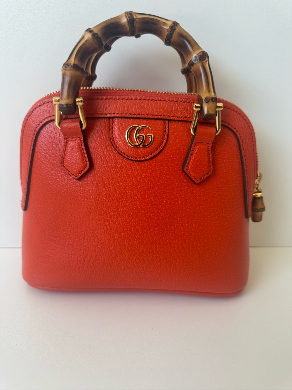Gucci Orange Bamboo Top-Handle Leather Satchel
